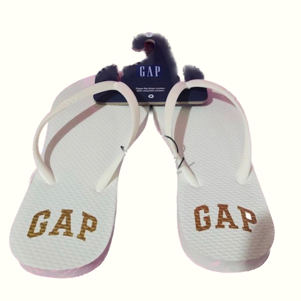 Gap Logo Flip Flops White